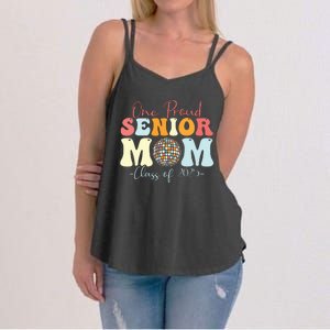 One Proud Senior Mom Class Of 2025 Graduation Groovy Print Women's Strappy Tank