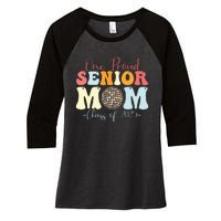 One Proud Senior Mom Class Of 2025 Graduation Groovy Print Women's Tri-Blend 3/4-Sleeve Raglan Shirt