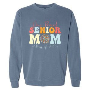 One Proud Senior Mom Class Of 2025 Graduation Groovy Print Garment-Dyed Sweatshirt