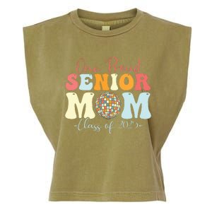 One Proud Senior Mom Class Of 2025 Graduation Groovy Print Garment-Dyed Women's Muscle Tee