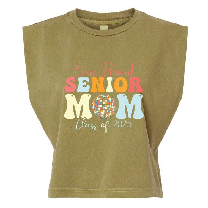 One Proud Senior Mom Class Of 2025 Graduation Groovy Print Garment-Dyed Women's Muscle Tee