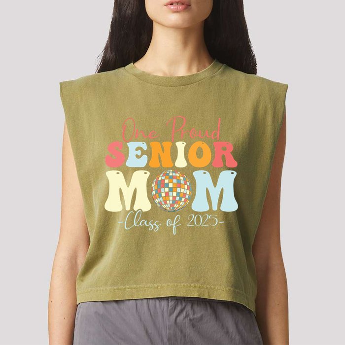 One Proud Senior Mom Class Of 2025 Graduation Groovy Print Garment-Dyed Women's Muscle Tee