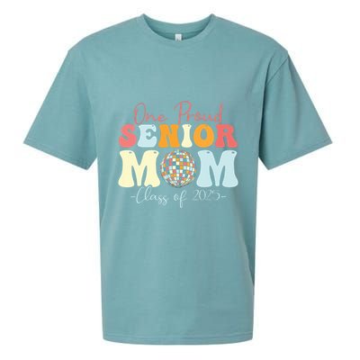 One Proud Senior Mom Class Of 2025 Graduation Groovy Print Sueded Cloud Jersey T-Shirt