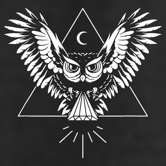 Owl Pyramid Secret Illuminati Owl Tattoo Style 7 Panel Mesh Trucker Snapback Hat