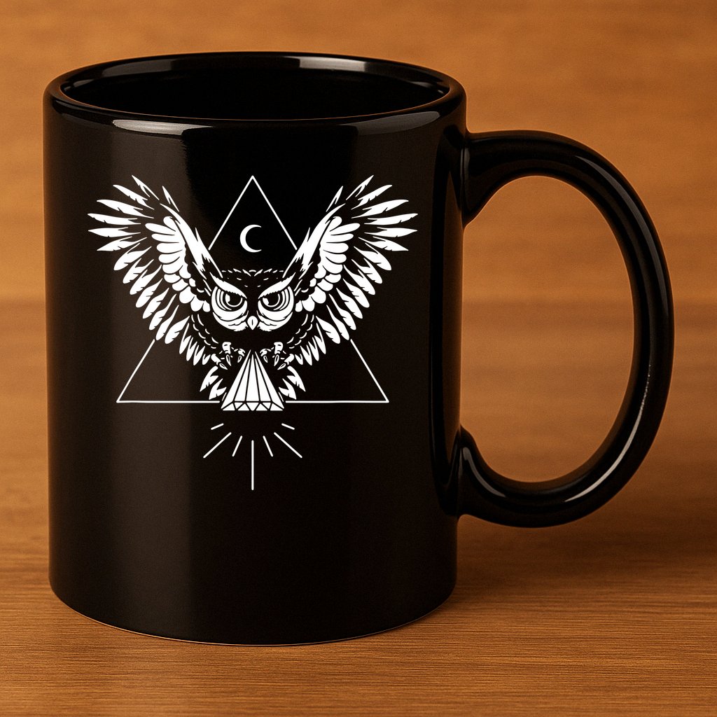 Owl Pyramid Secret Illuminati Owl Tattoo Style 11oz C Handle Ceramic Mug