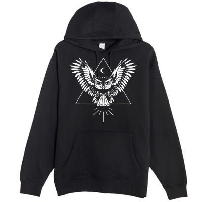 Owl Pyramid Secret Illuminati Owl Tattoo Style Premium Pullover Hoodie
