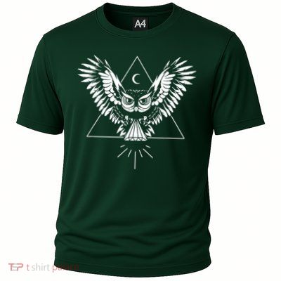 Owl Pyramid Secret Illuminati Owl Tattoo Style Cooling Performance Crew T-Shirt