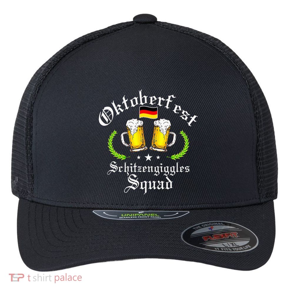 Oktoberfest Party Schitzengiggles Drinking Squad Flexfit Unipanel Trucker Cap