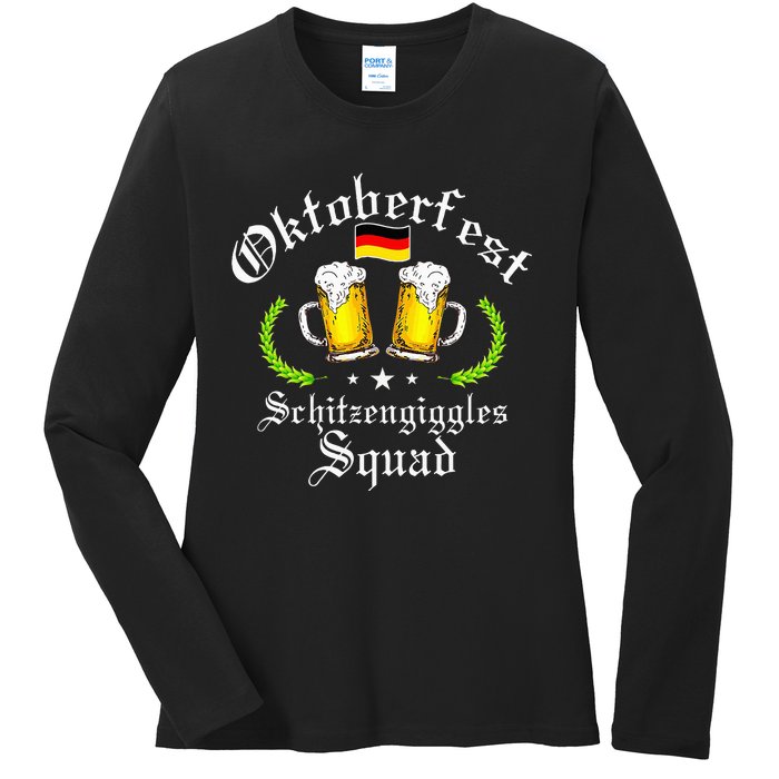 Oktoberfest Party Schitzengiggles Drinking Squad Ladies Long Sleeve Shirt