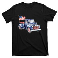 Oldtimer PickUp Truck Patriotic American Flag 4th Of July USA T-Shirt