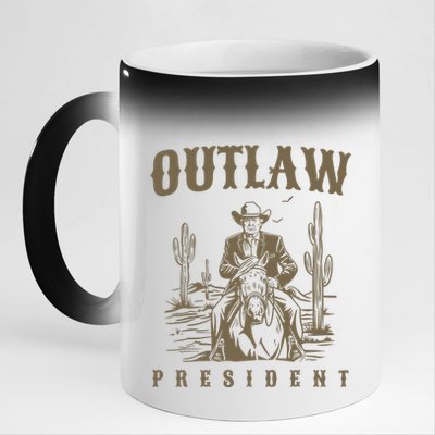 Outlaw President Trump Cowboy Trump 2024 Convicted Felon 11oz Black Color Changing Mug