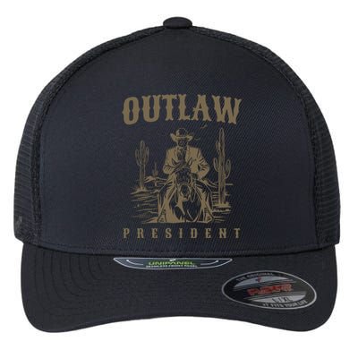 Outlaw President Trump Cowboy Trump 2024 Convicted Felon Flexfit Unipanel Trucker Cap