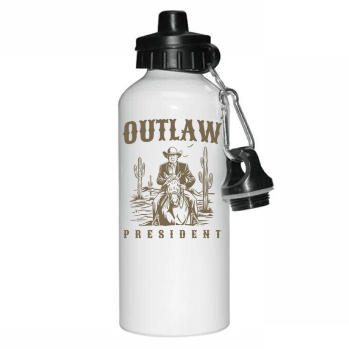 Outlaw President Trump Cowboy Trump 2024 Convicted Felon Aluminum Water Bottle 