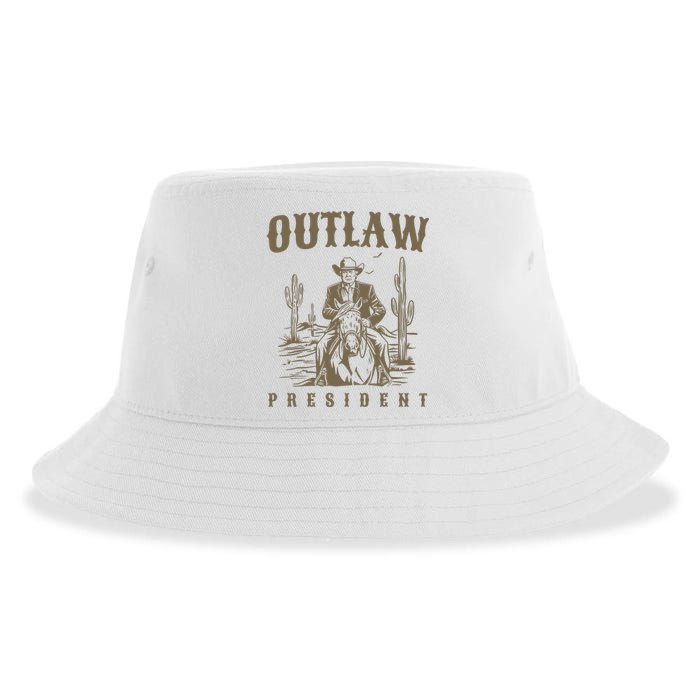 Outlaw President Trump Cowboy Trump 2024 Convicted Felon Sustainable Bucket Hat