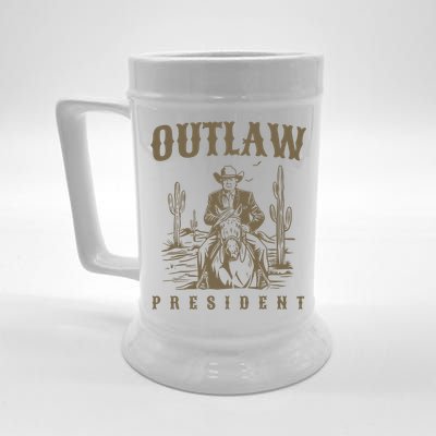 Outlaw President Trump Cowboy Trump 2024 Convicted Felon Beer Stein