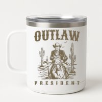 Outlaw President Trump Cowboy Trump 2024 Convicted Felon 12 oz Stainless Steel Tumbler Cup