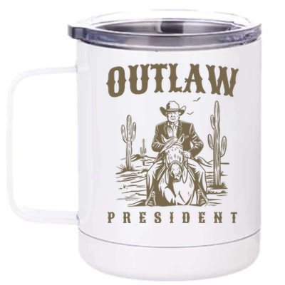 Outlaw President Trump Cowboy Trump 2024 Convicted Felon 12 oz Stainless Steel Tumbler Cup