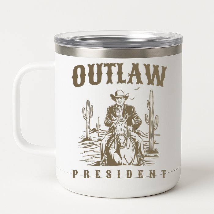 Outlaw President Trump Cowboy Trump 2024 Convicted Felon 12 oz Stainless Steel Tumbler Cup