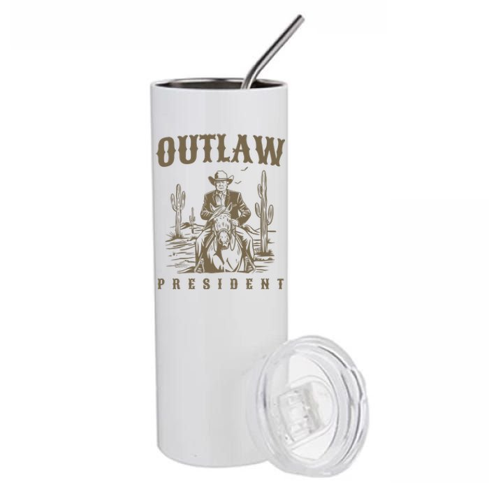 Outlaw President Trump Cowboy Trump 2024 Convicted Felon Stainless Steel Tumbler