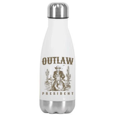 Outlaw President Trump Cowboy Trump 2024 Convicted Felon Stainless Steel Insulated Water Bottle