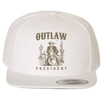 Outlaw President Trump Cowboy Trump 2024 Convicted Felon Wool Snapback Cap