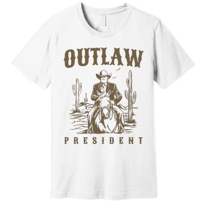 Outlaw President Trump Cowboy Trump 2024 Convicted Felon Premium T-Shirt