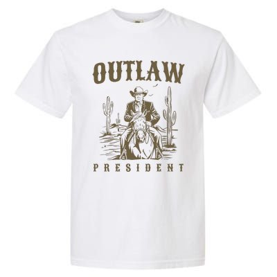 Outlaw President Trump Cow Trump 2024 Convicted Felon Garment-Dyed Heavyweight T-Shirt