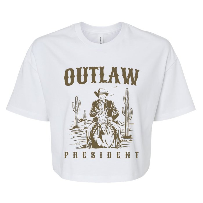 Outlaw President Trump Cow Trump 2024 Convicted Felon Bella+Canvas Jersey Crop Tee