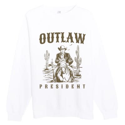 Outlaw President Trump Cow Trump 2024 Convicted Felon Premium Crewneck Sweatshirt