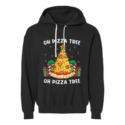 Oh Pizza Tree Xmas Food Present Christmas Pizza Tree Garment-Dyed Fleece Hoodie