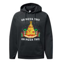 Oh Pizza Tree Xmas Food Present Christmas Pizza Tree Performance Fleece Hoodie