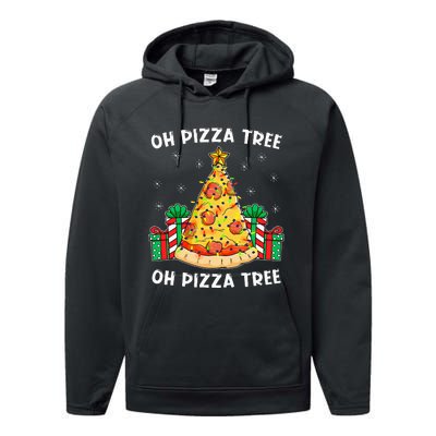 Oh Pizza Tree Xmas Food Present Christmas Pizza Tree Performance Fleece Hoodie