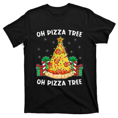 Oh Pizza Tree Xmas Food Present Christmas Pizza Tree T-Shirt