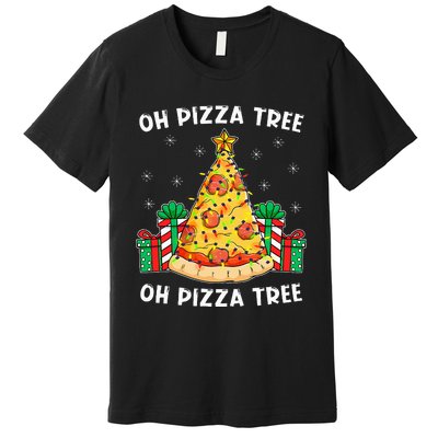 Oh Pizza Tree Xmas Food Present Christmas Pizza Tree Premium T-Shirt