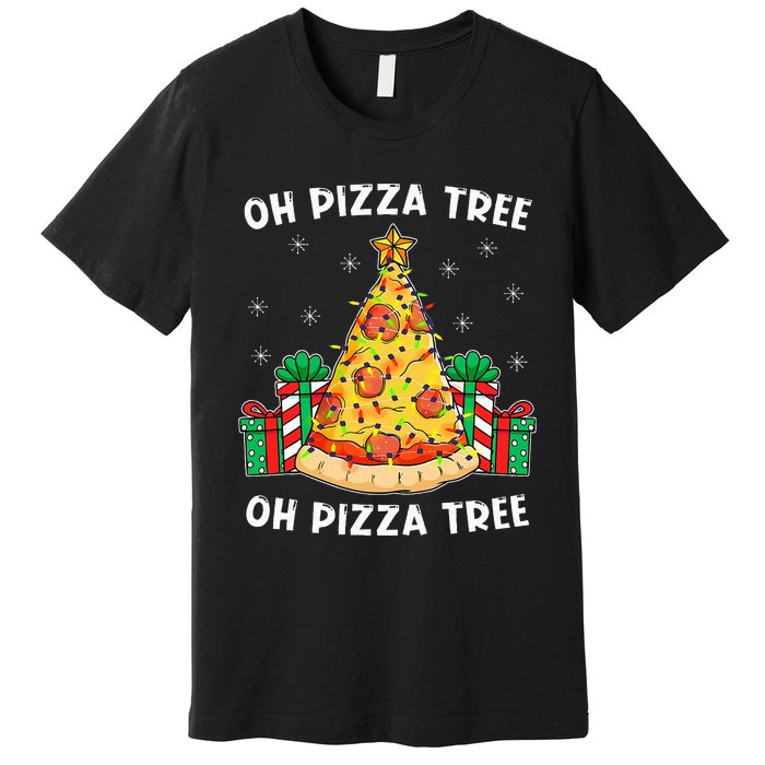 Oh Pizza Tree Xmas Food Present Christmas Pizza Tree Premium T-Shirt