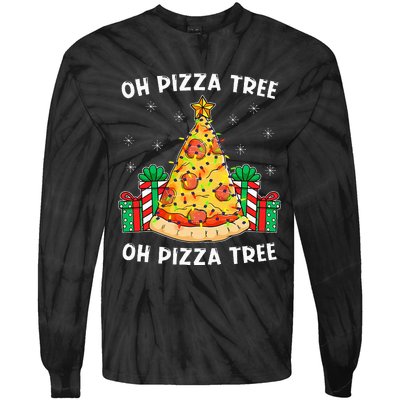 Oh Pizza Tree Xmas Food Present Christmas Pizza Tree Tie-Dye Long Sleeve Shirt