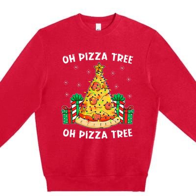 Oh Pizza Tree Xmas Food Present Christmas Pizza Tree Premium Crewneck Sweatshirt