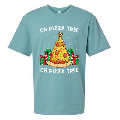 Oh Pizza Tree Xmas Food Present Christmas Pizza Tree Sueded Cloud Jersey T-Shirt