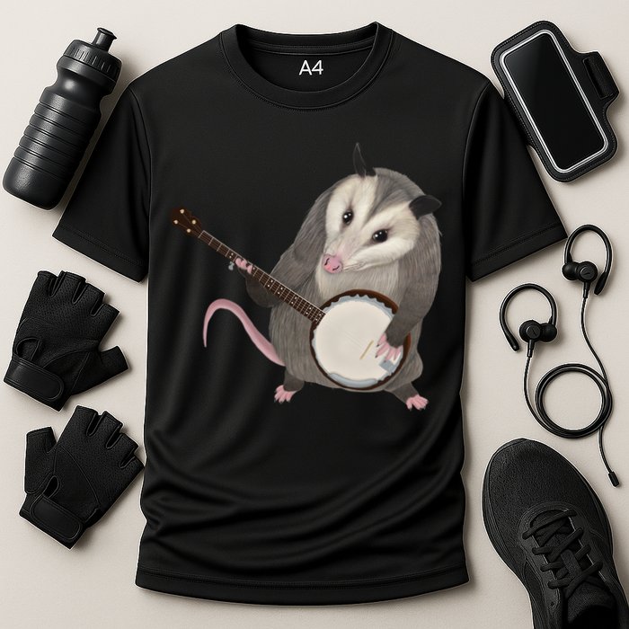 Opossum Playing The Banjo Gift Possum Gift Cooling Performance Crew T-Shirt