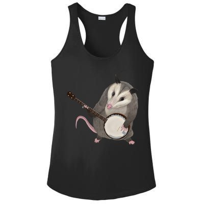 Opossum Playing The Banjo Gift Possum Gift Ladies PosiCharge Competitor Racerback Tank