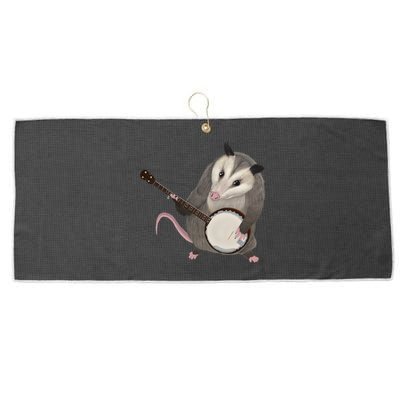 Opossum Playing The Banjo Gift Possum Gift Large Microfiber Waffle Golf Towel