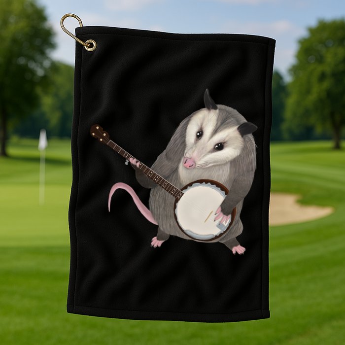 Opossum Playing The Banjo Gift Possum Gift Golf Towel
