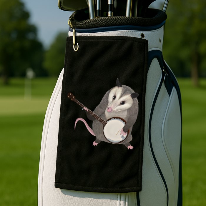 Opossum Playing The Banjo Gift Possum Gift Golf Towel