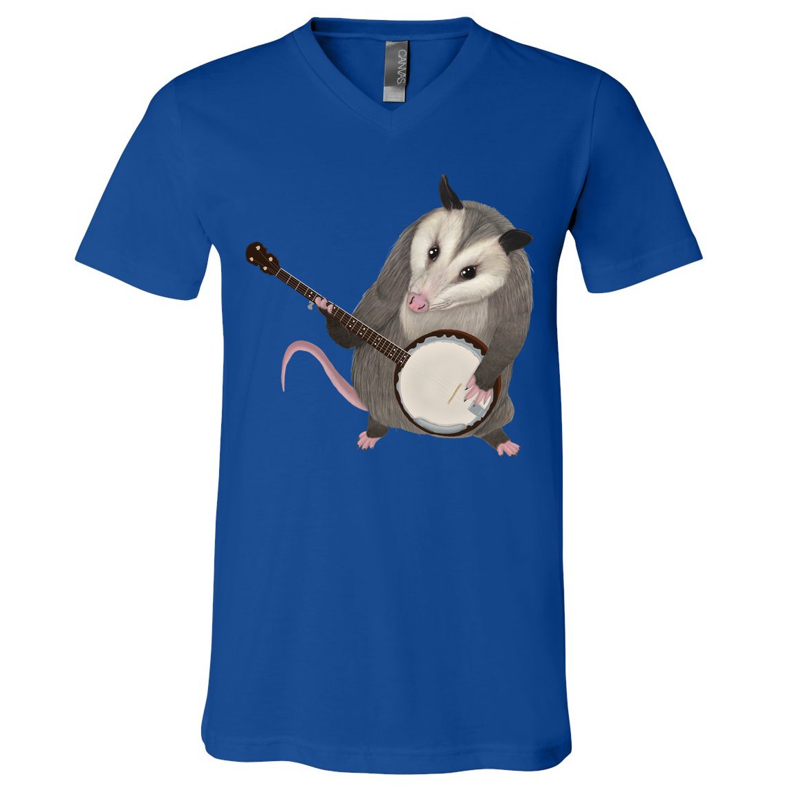 Opossum Playing The Banjo Gift Possum Gift V-Neck T-Shirt