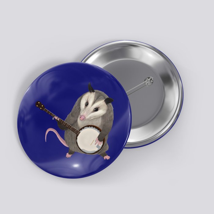 Opossum Playing The Banjo Gift Possum Gift Button