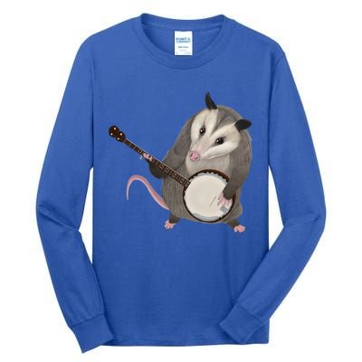 Opossum Playing The Banjo Gift Possum Gift Tall Long Sleeve T-Shirt