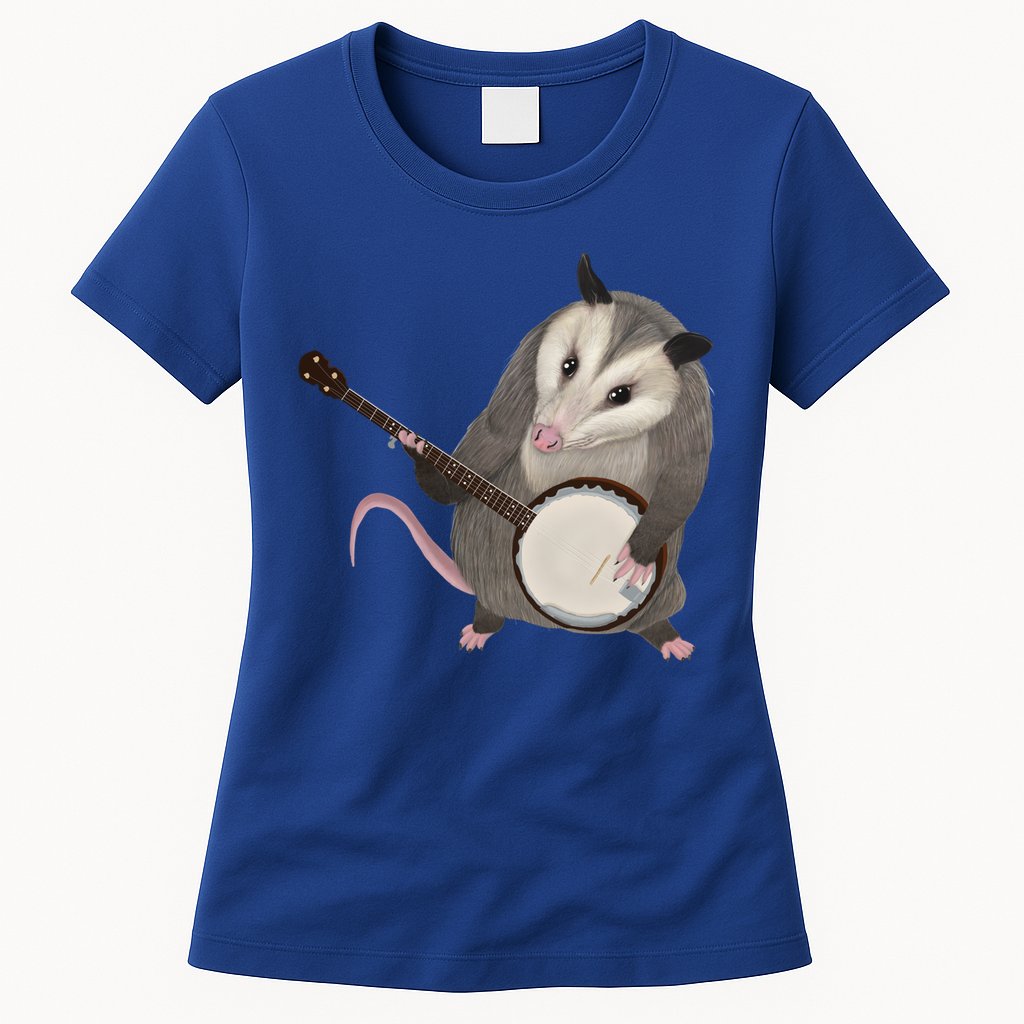 Opossum Playing The Banjo Gift Possum Gift Womens T-Shirt