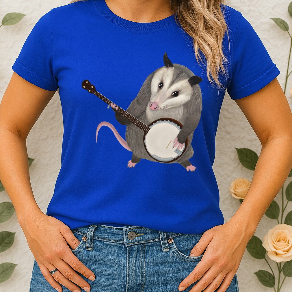 Opossum Playing The Banjo Gift Possum Gift Womens T-Shirt