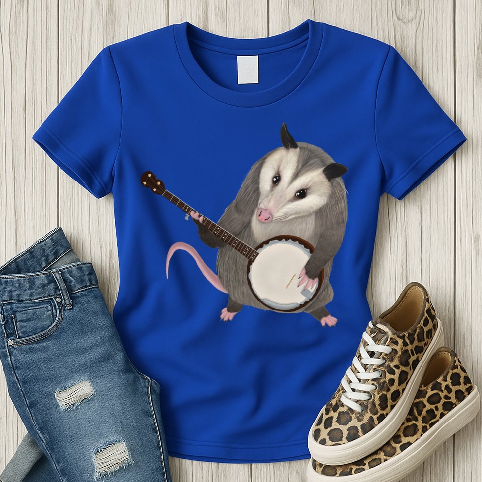 Opossum Playing The Banjo Gift Possum Gift Womens T-Shirt