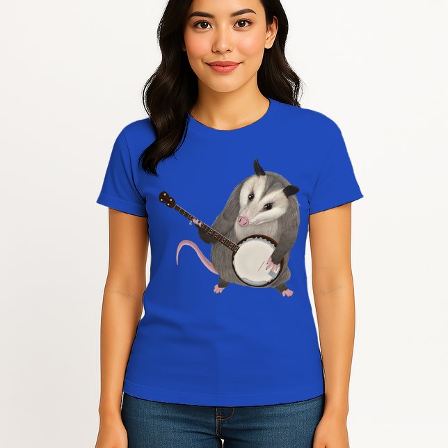 Opossum Playing The Banjo Gift Possum Gift Womens T-Shirt